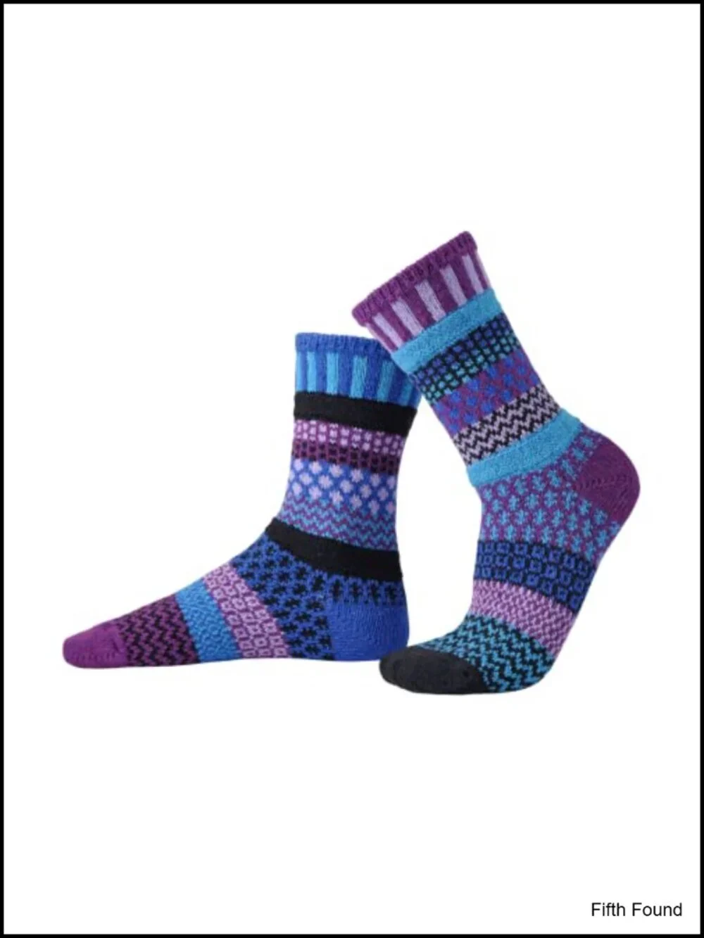 Recycled Cotton Mismatched Crew Socks for Women & Men, Hand-Knit Feel, Machine